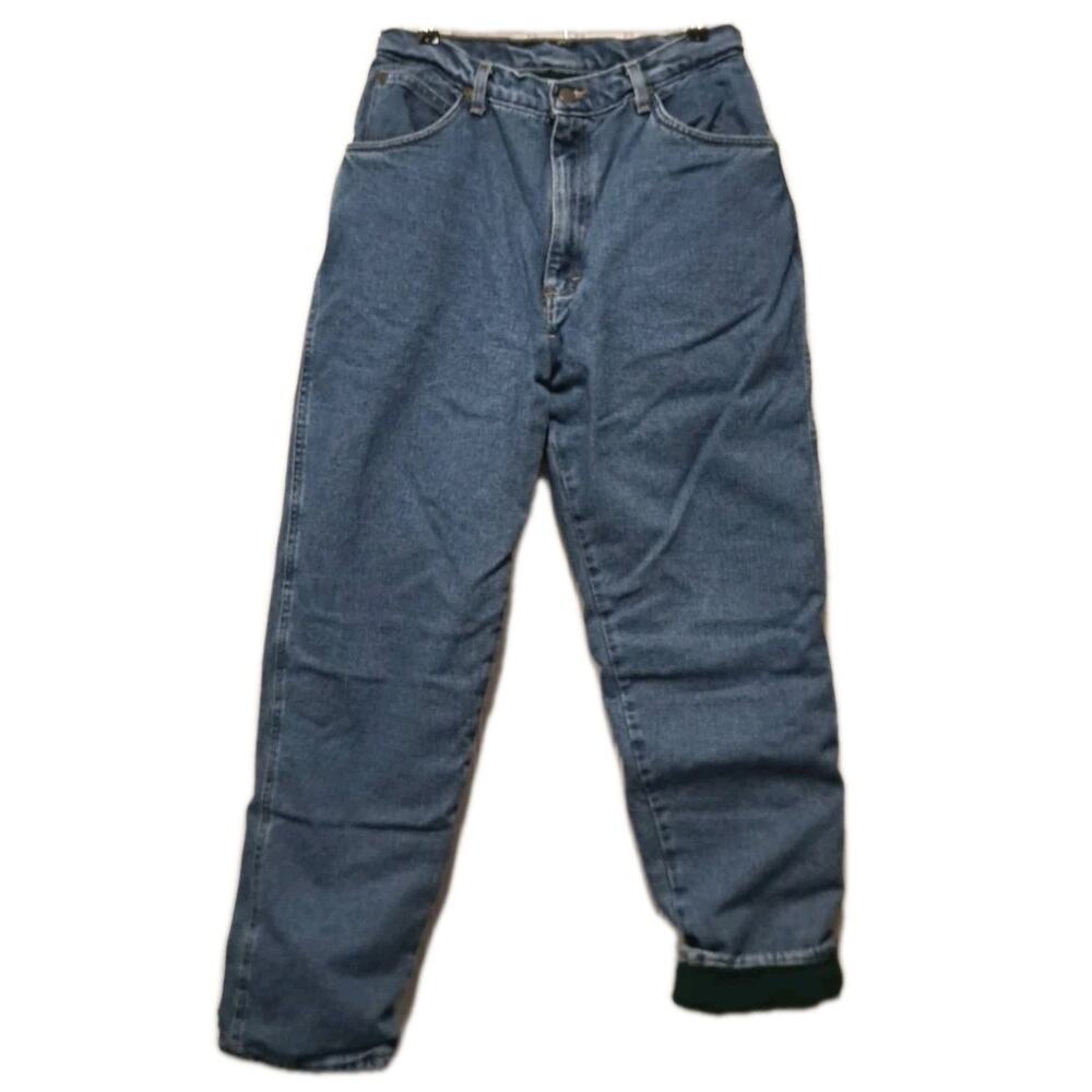 VTG 80s Wrangler Fleece Lined Jeans Womens 11/12 Blue Denim High Waisted Tapered